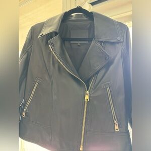 Massimo Dutti Nappa Leather Biker Jacket | Size L | worn once